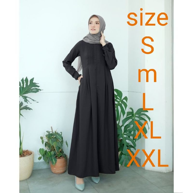 Baju Gamis Hitam Polos Full Kancing Depan Sampai Bawah Remaja Moscrepe Mosscrepe Moscrep Wanita Shopee Indonesia