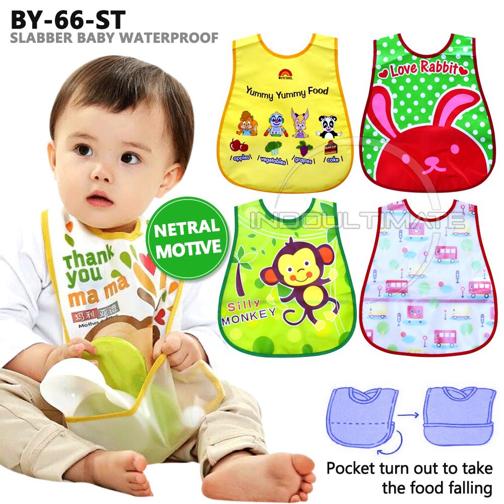 [COD] Slaber Slabber Bib Plastik Bayi Baby Tatakan Alas Celemek Clemek Makan Bayi Anti Air Waterproof Slaber Liur BY-66-ST