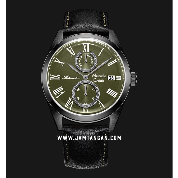 Alexandre Christie AC 3040 MA Automatic Man Green Dial Black Leather Strap