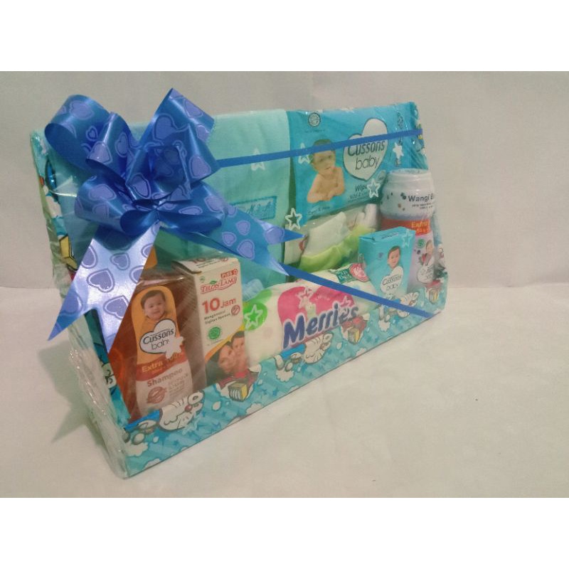 Parcel Kado Lahiran Bayi LakiLaki Perempuan Murah hampers babygif-Biru