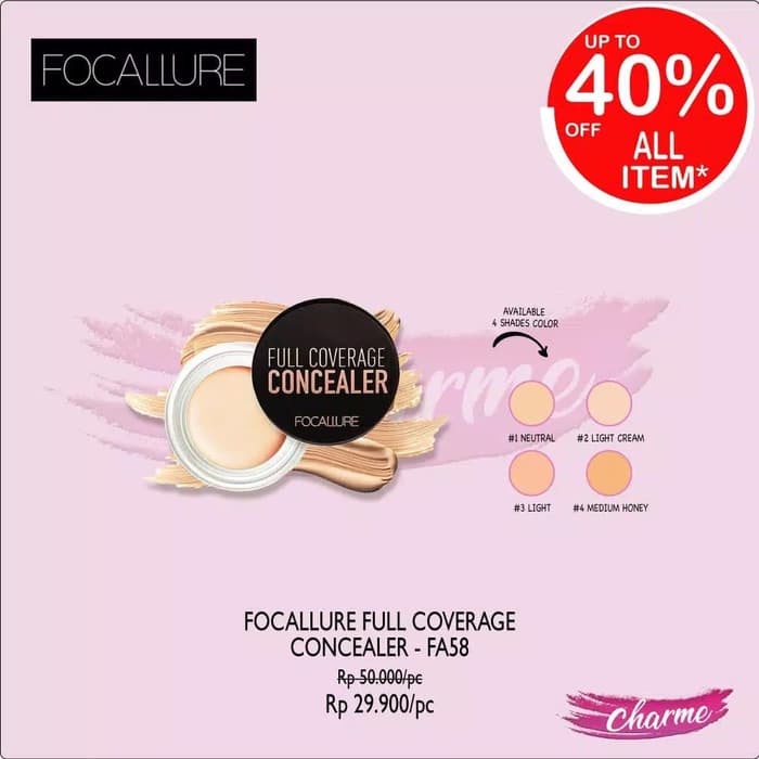 (READY &amp; ORI) Focallure Full Coverage Concealer Gel Cream FA58 FA 58