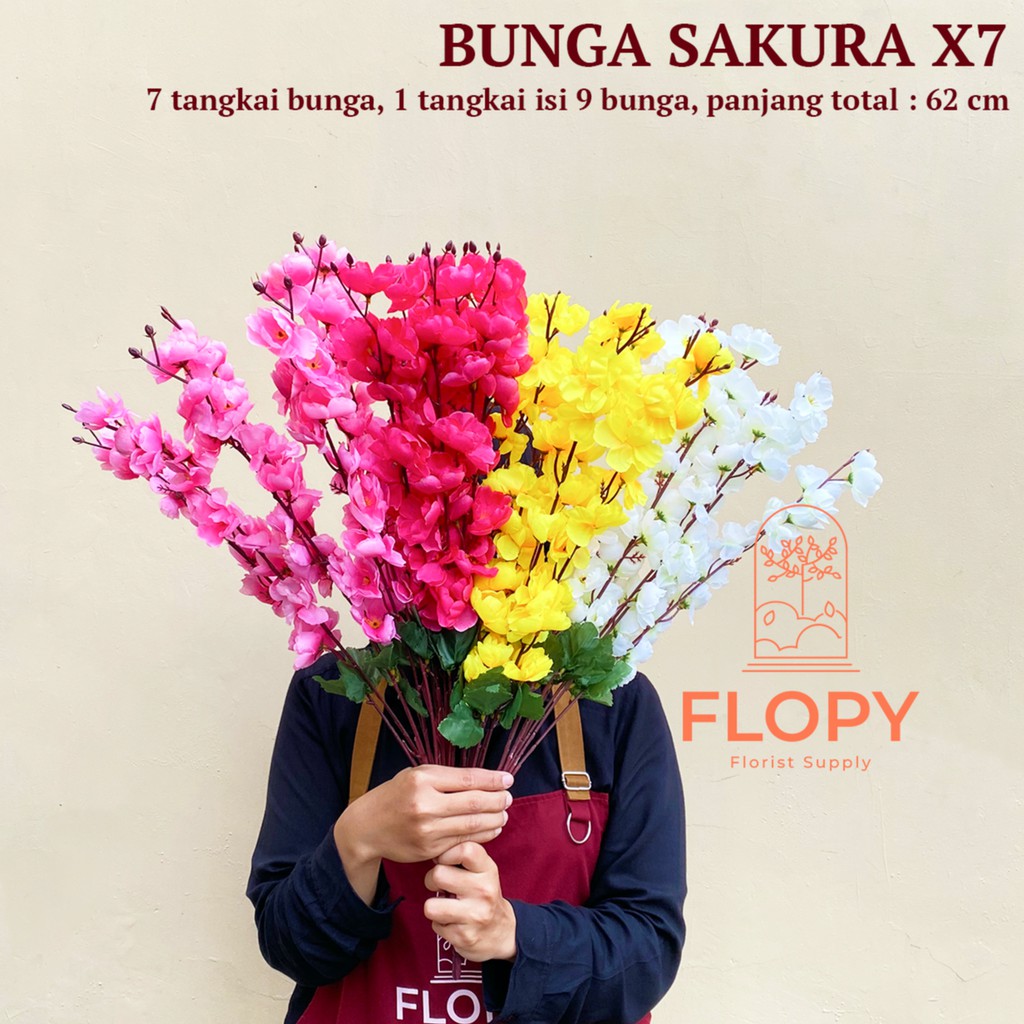 [7 Tangkai] Bunga Sakura X7 Artificial / Bunga Sakura Cherry Blossom / Bunga Plastik