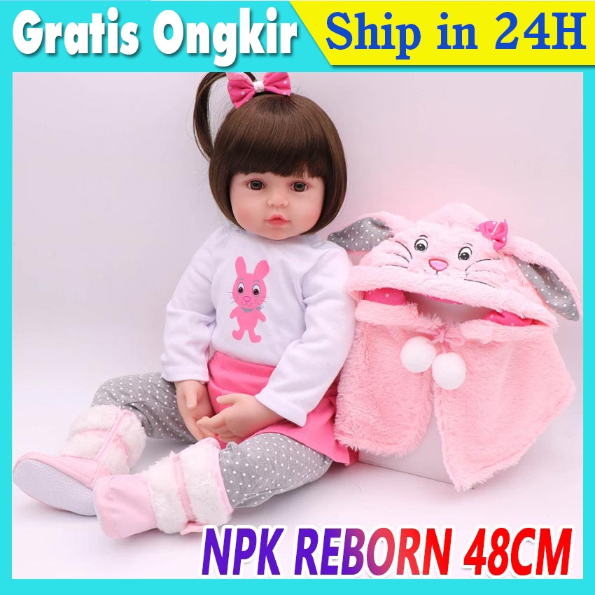48CM NPK REBORN Mainan Boneka Baby Perempuan Silicone Body Doll Untuk Hadiah Anak