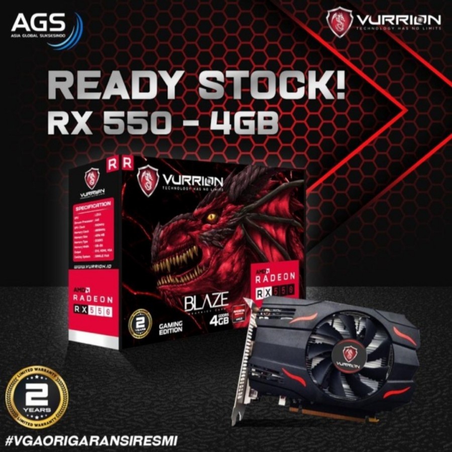 VGA VURRION RX 550 4GB DDR5 128 BIT