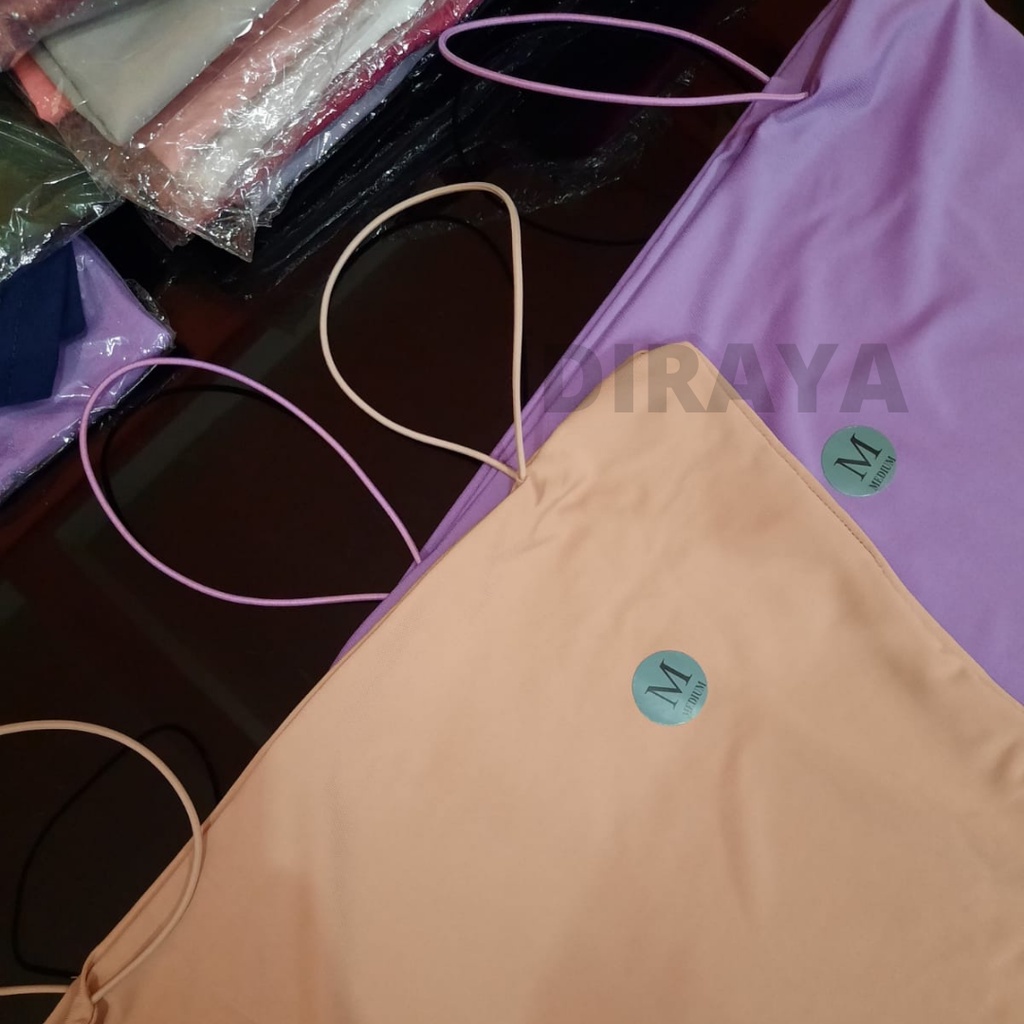 Diraya Tank Top Crop Top Wanita Polos Squre Neck Tali Kecil Tali Spaghetti