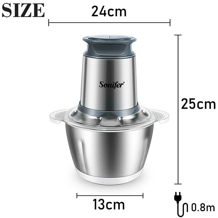 Sonifer SF-8058 SF8058 Food Chopper Blender Makanan Wadah Stainless