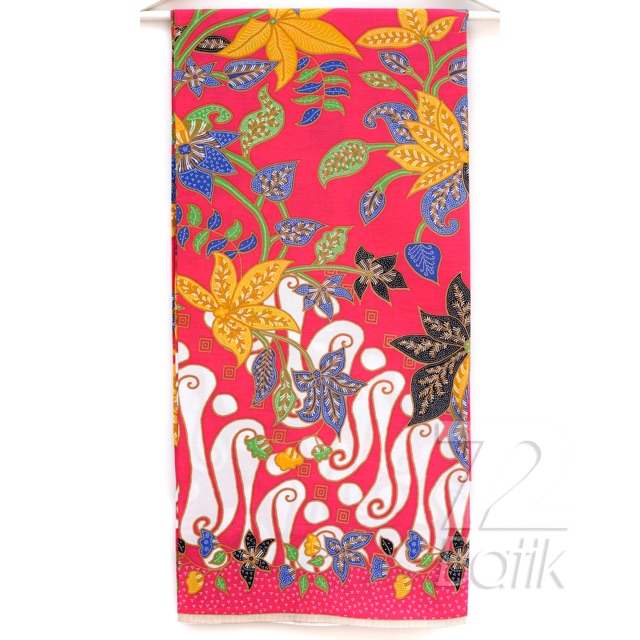 KAIN BATIK PREMIUM Bahan Katun Motif Parang Kembang Warna Merah Muda Candy Kuning 724334 Cap 72 Jarik Jarit Samping Kebat Panjang Batik Katun Modern Premium Bahan Seragam Batik Pernikahan Kantor Keluarga Murah Kamen Jadi Batik Bali Lembaran