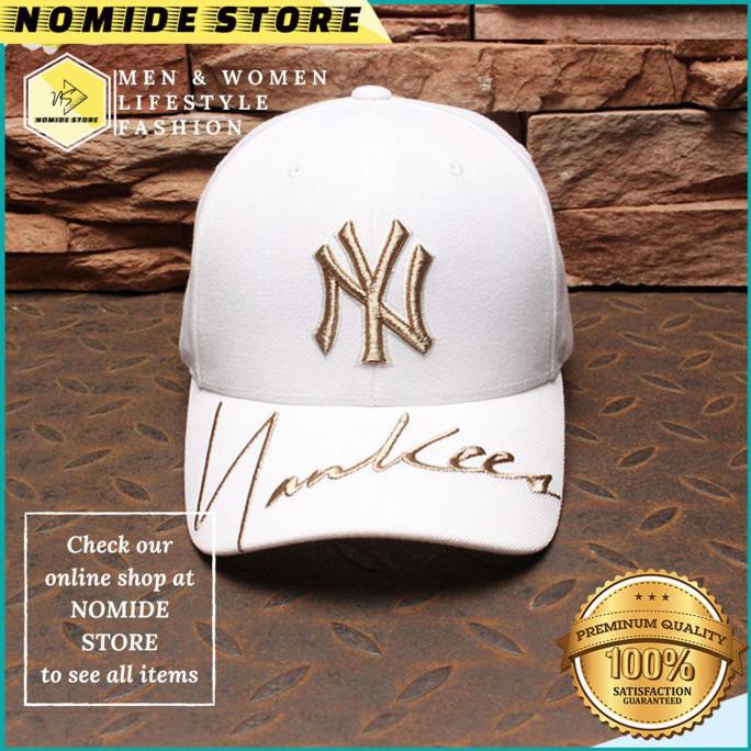 Topi Baseball Ny Yankees Dewasa Pria Wanita Topi Snapback Import Mlb - White