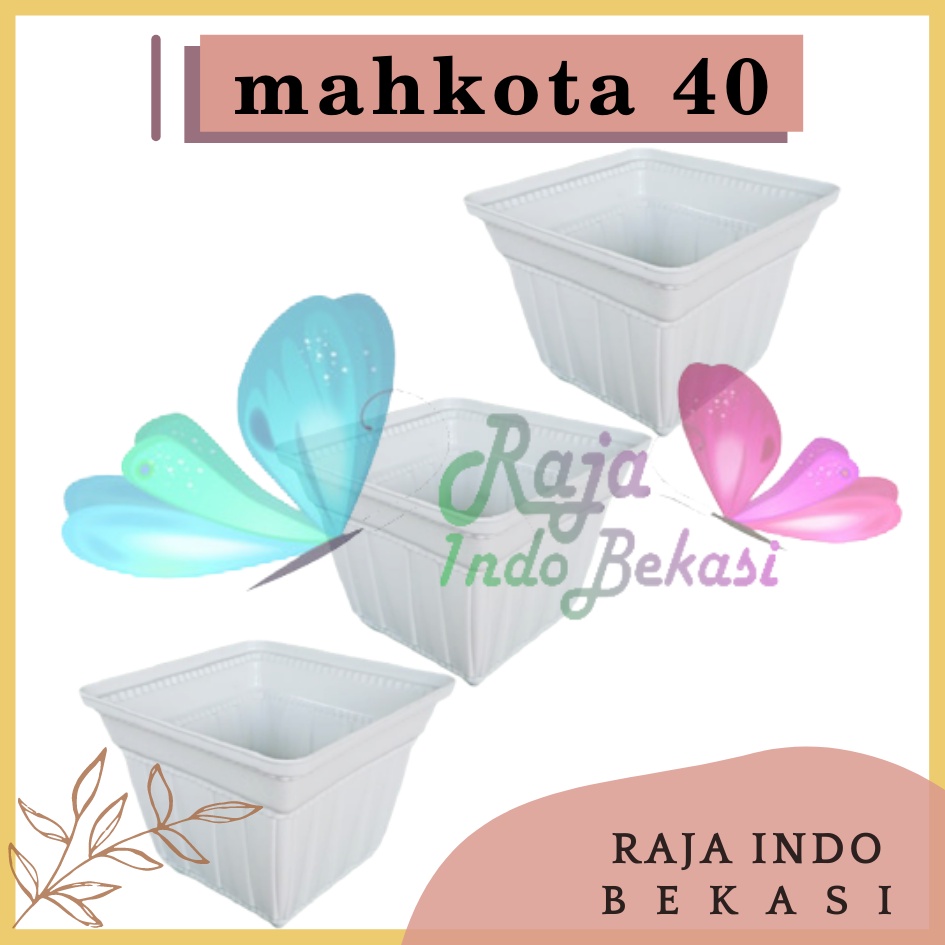 Pot Segi Mahkota 40 Putih Lebar 29.5 Cm - Pot Segi Mahkota Putih - Pot Putih 40 - Pot 40 Segi Hias