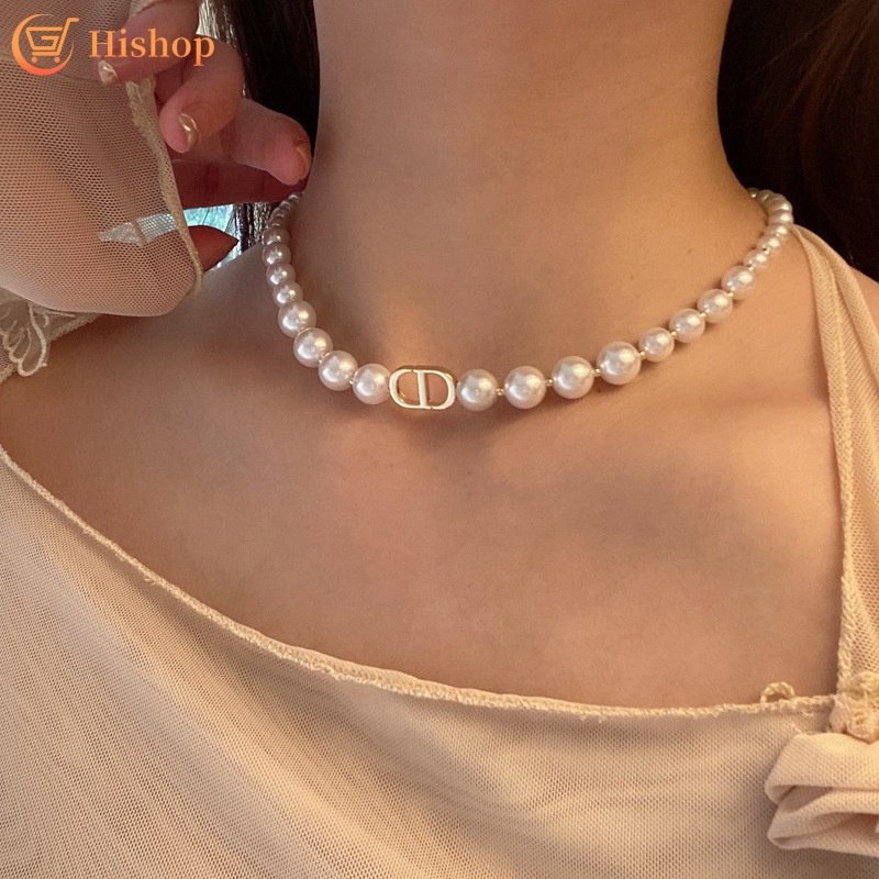 Kalung Rantai Choker Hias Mutiara Gaya Korea Untuk Wanita