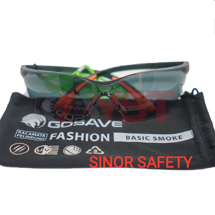 Kacamata Safety Glasses Fashion Hitam Smoke GOSAVE Motor Las Gerinda