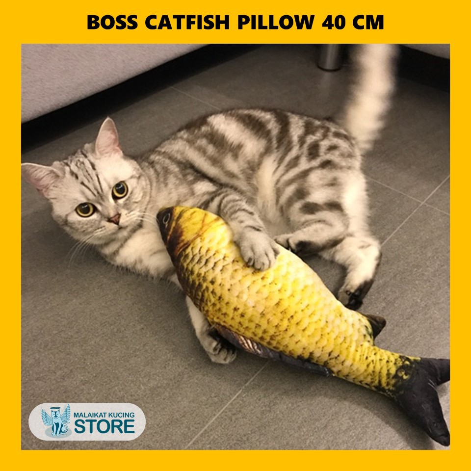 Boss Catfish Pillow 40 cm / Mainan Kucing / Fish Catnip Kucing