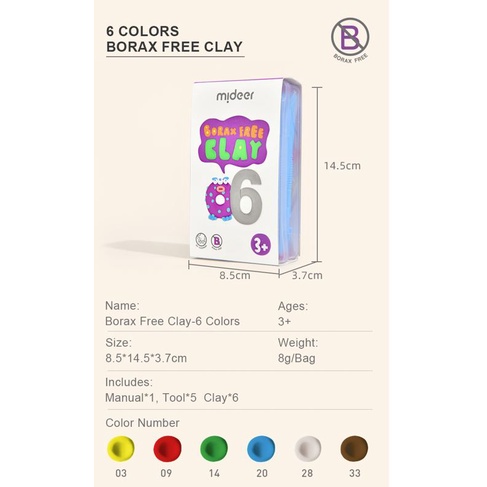 TweedyToys - Mideer Borax Free Clay / 6 Colors Mainan Edukasi Anak