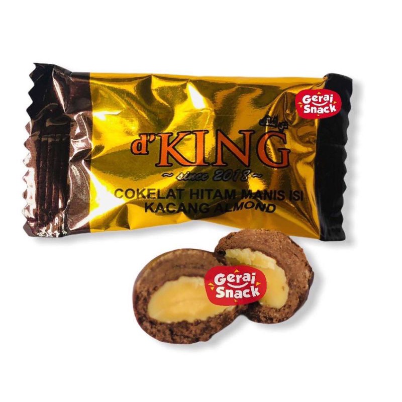 D'King Cokelat Almond 1 POUCH Cokelat Hitam Manis Isi Kacang Almond 40pcs