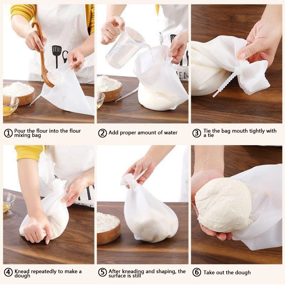 Kantung pembuat Adonan Kantong ulen adonan tepung kue silikon Food Grade reusable Dough Kneading Bag Silicone - Big Size