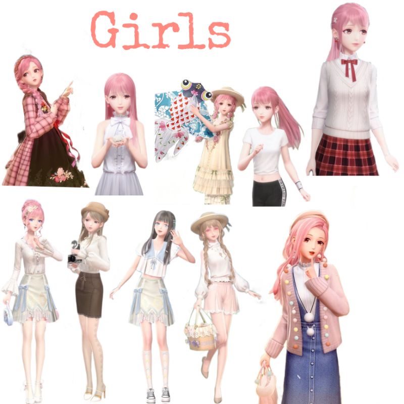 

10 pcs Stiker murah kkawai girls anime girl cute nikki dress up diy aesthetic tahan air stiker laptop/handphone/scrapbook/buku jurnal