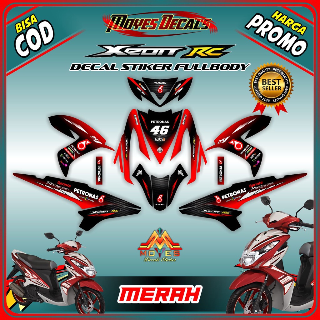 Decal xeon rc karbu stiker decal motor xeon rc stiker motor xeon rc karbu full body petronas merah