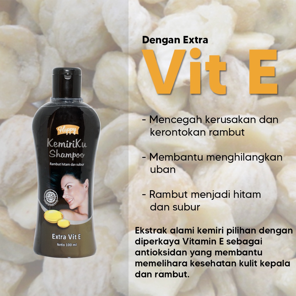 ❤ RATU ❤ Happy KemiriKu Shampoo Extra Vit E | Sampo &amp; Minyak Kemiri Penyubur Rambut (✔️BPOM)