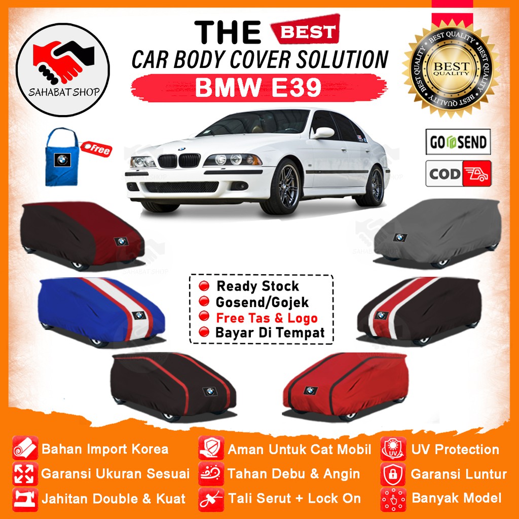 Sahabat Body Cover Mobil BMW E39 / Sarung Penutup BMW Seri 5 E-39 Outdoor / Mantel Jas Selimut Tutup Mantol Kelambu Pelindung Kerudung Kerodong Pembungkus Terpal Tutupan Bungkus Mobil Sedan BMW E39 Waterproof Anti Air Model Orange