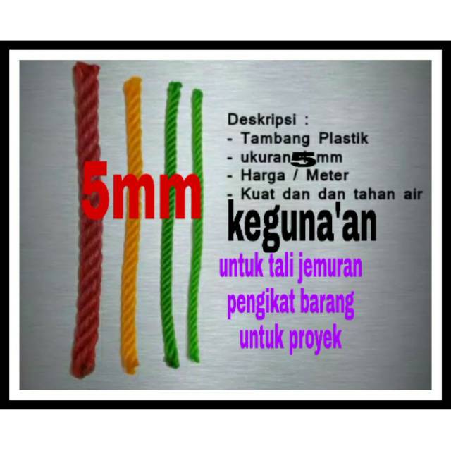 TALI TAMBANG TAMPAR PLASTIK 5 MM TALI JEMURAN BAJU