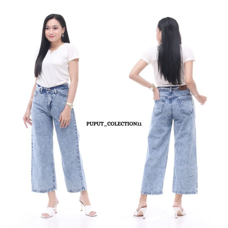 Celana jeans-Celana wanita-kulot jeans highwaist-kulot jeans snow - kulot jeans acid-kulot kekinian