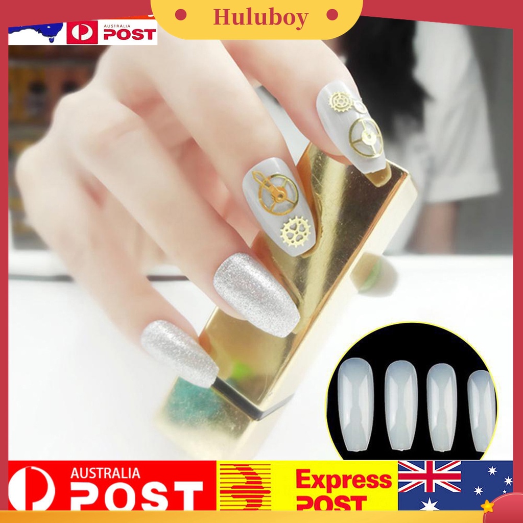 Huluboy Huluboy♡ 100pcs Kuku Palsu Full Cover Natural Dengan Kotak Untuk Wanita