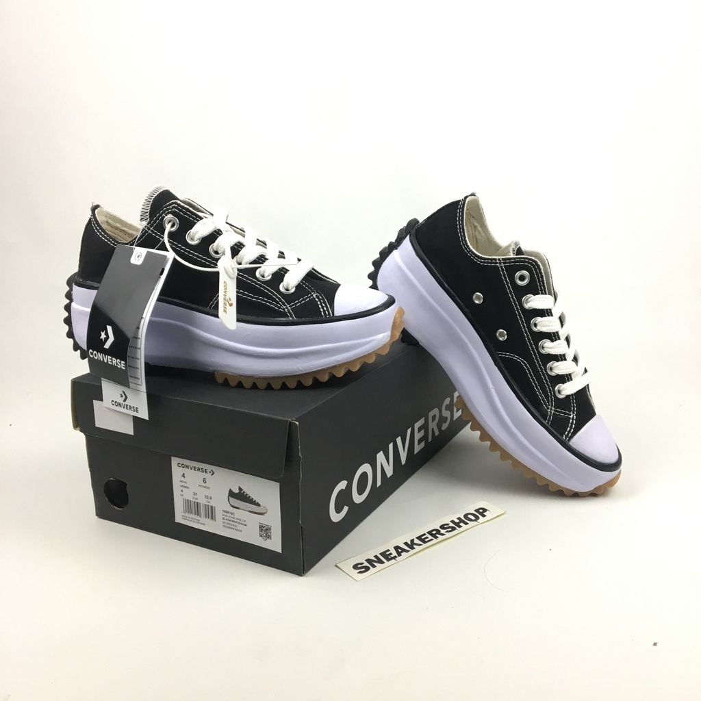 CONVERSE Run Star Hike Hitam Putih Pendek Sneakers Wanita Premium BNIB Hak Tinggi Untuk Cewek-Hitam Pendek