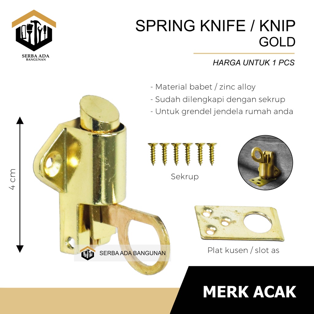 SPRING KNIFE MURAH / SLOT JENDELA / KUNCIAN / GEMBOK GRENDEL / PENUTUP PRAKTIS MODEL TINGGAL TARIK