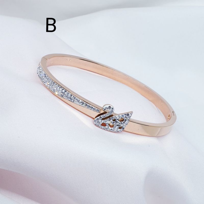 Gelang bangle korea angsa swan titanium asli rosegold GBT-28