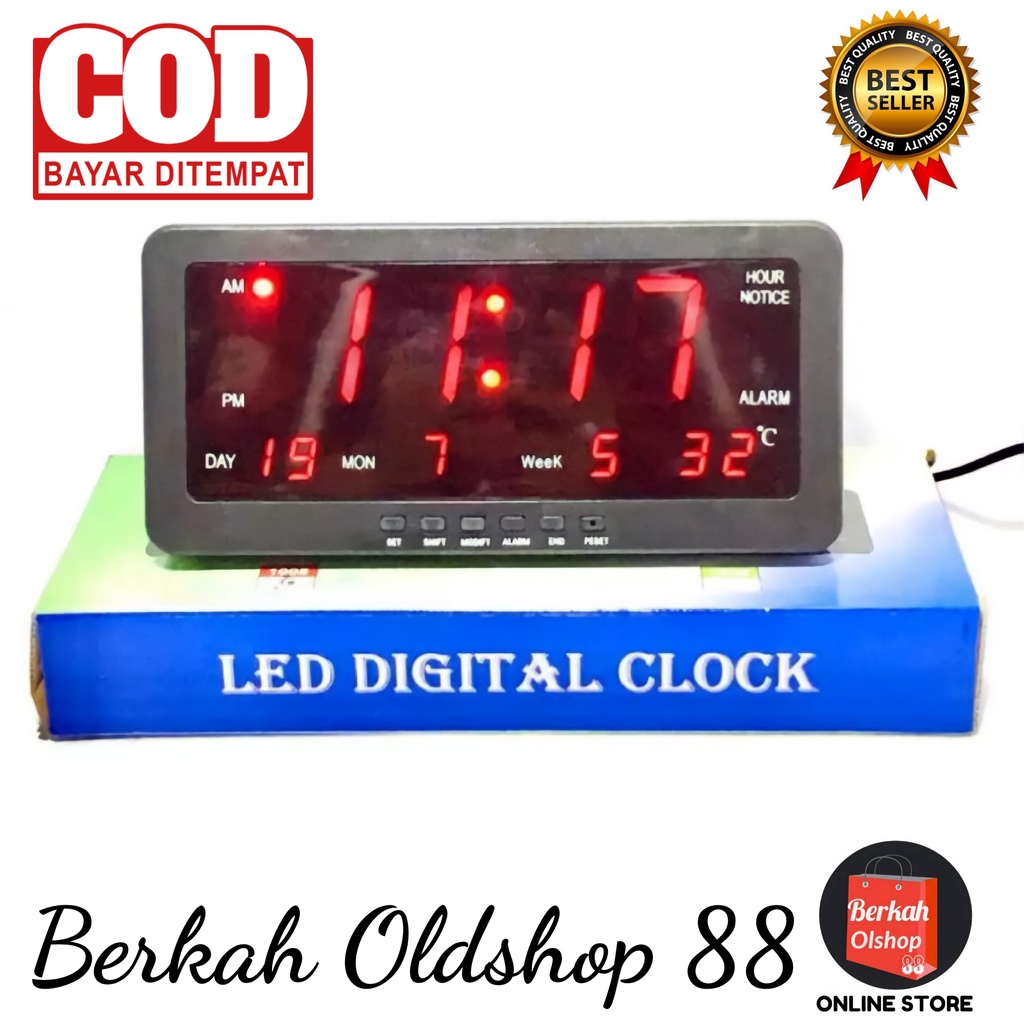 Berkah Oldshop 88 - Jam Meja LED Digital 1008 Merah / Jam Dinding LED Digital Clock