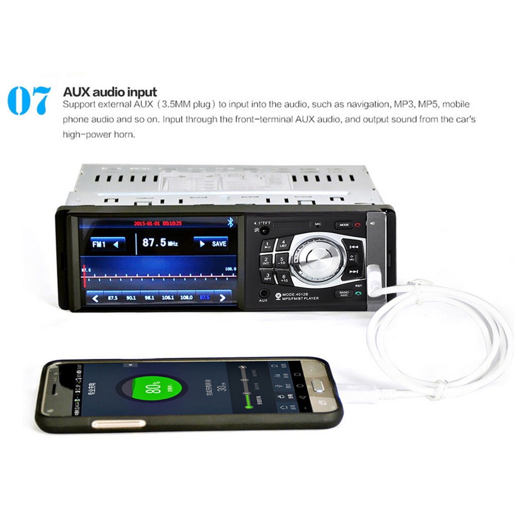 Tape Audio Mobil Media Player LCD 4.1 Inch FM Radio with Rear Camera