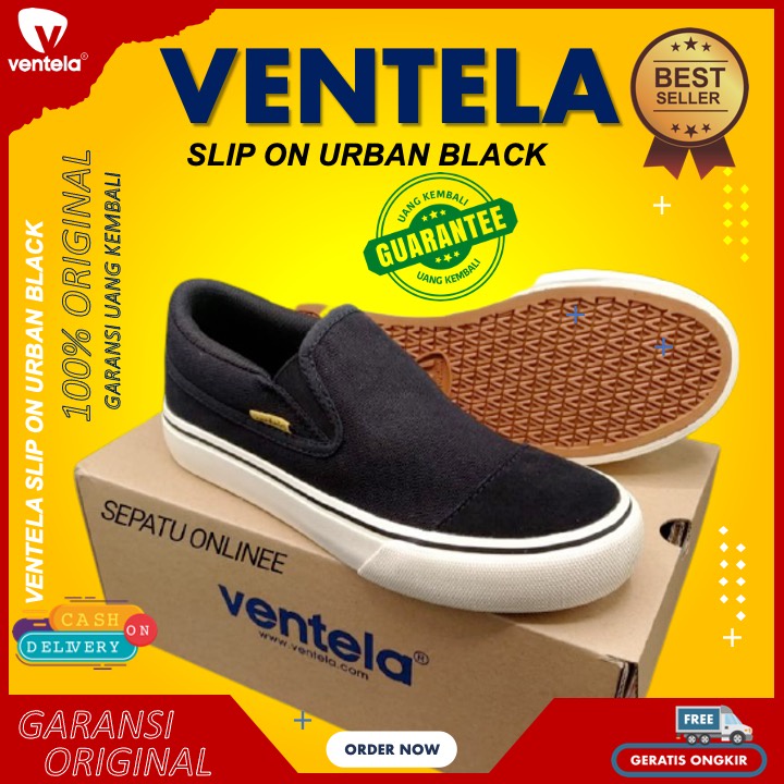 Ventela Slip On Urban Black Original I Sepatu Ventela Black Urban