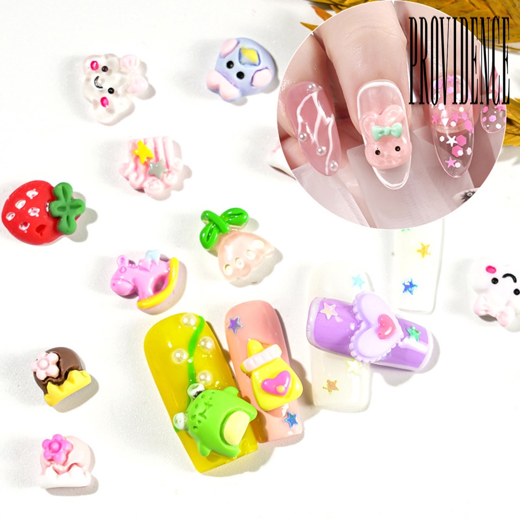 Providence 1 Kotak Hiasan Nail Art 3D DIY Bentuk Kartun Bahan Plastik