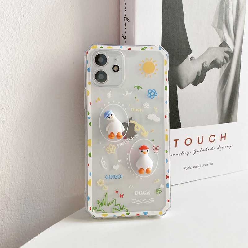 Cute Duck Doll Soft Case OPPO A31 A53 A33 2020 A3S C1 F9 Pro F11 A52 A92 A54 A93 A74 A15 A15S Clear Casing VIVO Y11 Y12 Y12i Y15 Y17 Y20 Y12S Y50 Y30 S1 V20 SE V21 Y19