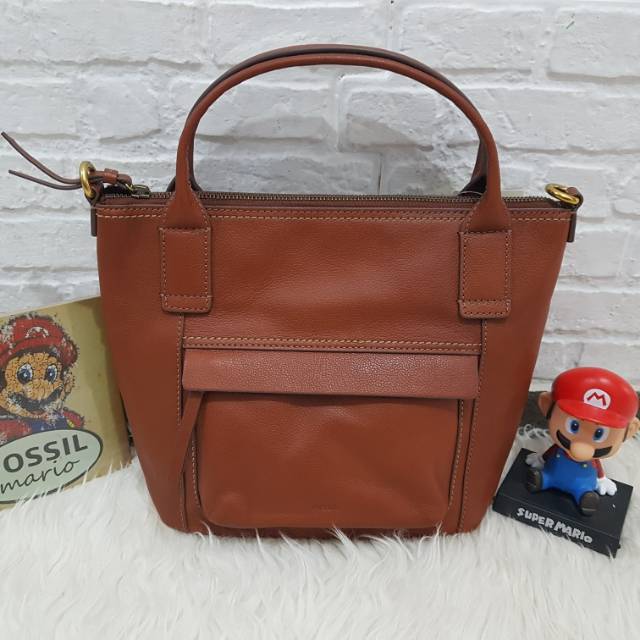 Fossil Aida Satchel medium brown