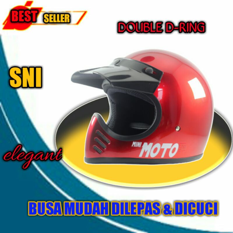 Helm Full face Helem Cakil Fullface Motor Trail Jpx Ninja RIMC MINIMOTO RED GLOSSY Sni Murah Terbaru