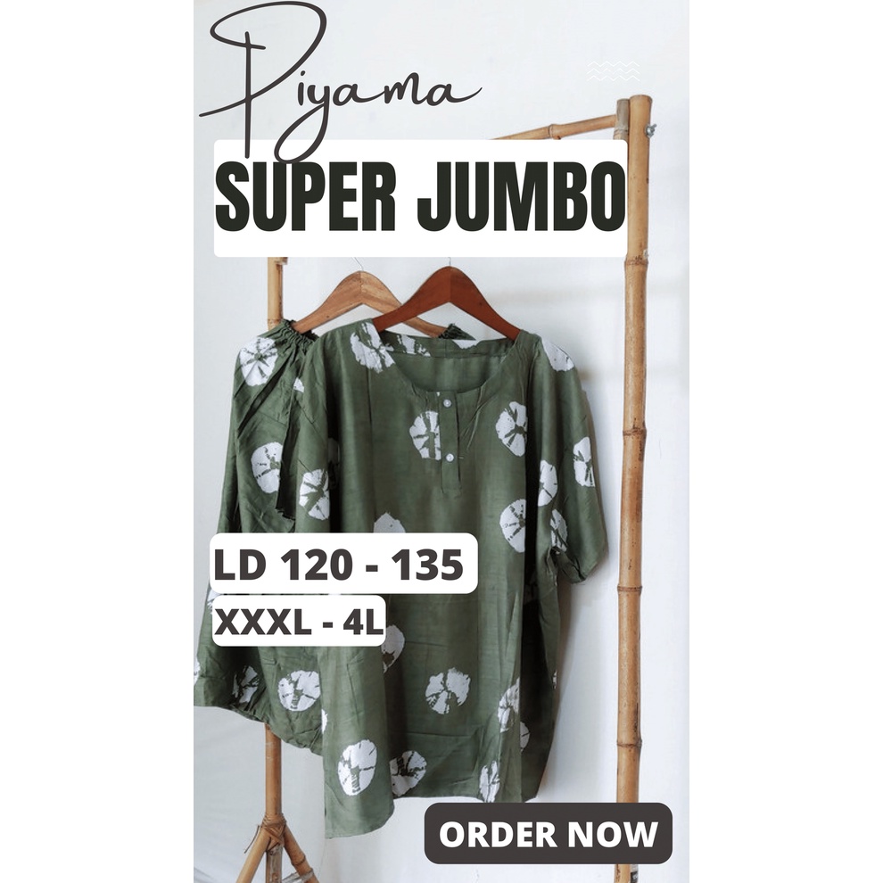 Setelan Baju Tidur JUMBO Piyama XXXL 4L Wanita SUPER Big Size | Baby Doll Babydoll Jumbo | Lengan Pendek Celana Kulot Pendek 3/4 | Set Daily Wear Gendut Besar Bahan Rayon Adem