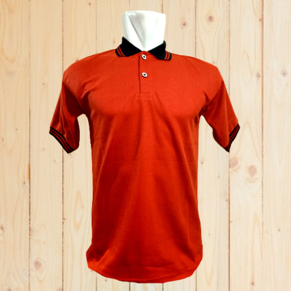 Baju Polo Kera Merah Bata (hitam) Pria/Wanita Lengan Pendek