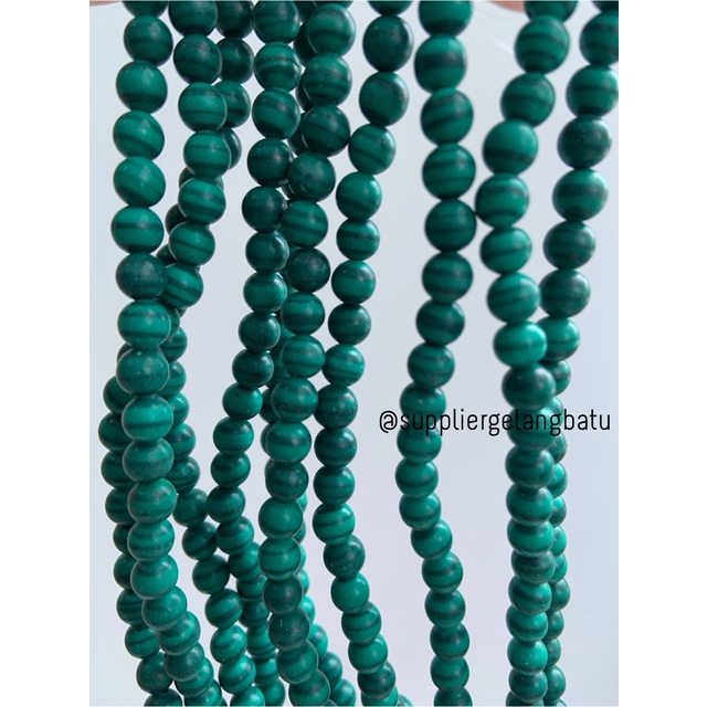 Bahan batu gelang kalung MALACHITE 6mm malakit hijau akik aksesoris bahan kalung gelang anting strap mask kerajinan tangan craft citayam fashion week etink vintage elegan bali manik crystal perhiasan