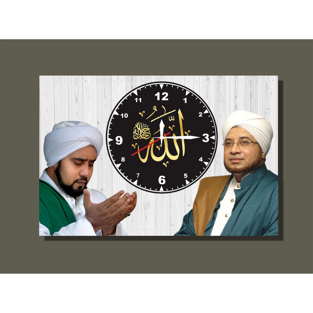 Jam dinding custom foto ulama habib syekh dan habib mundzir