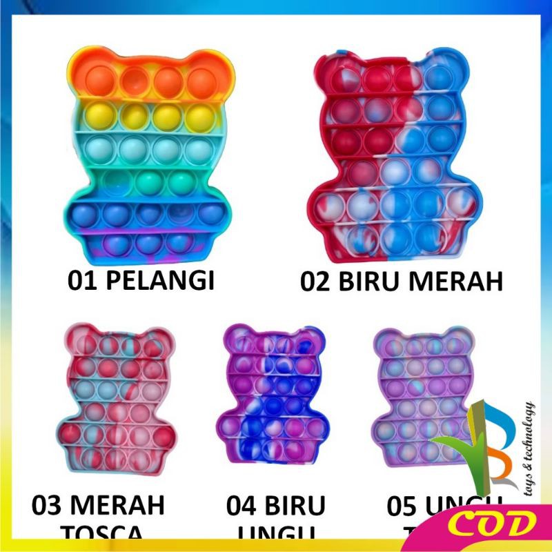 Pop It Fidget Toys Mainan Gelembung // Pop It Rainbow-6