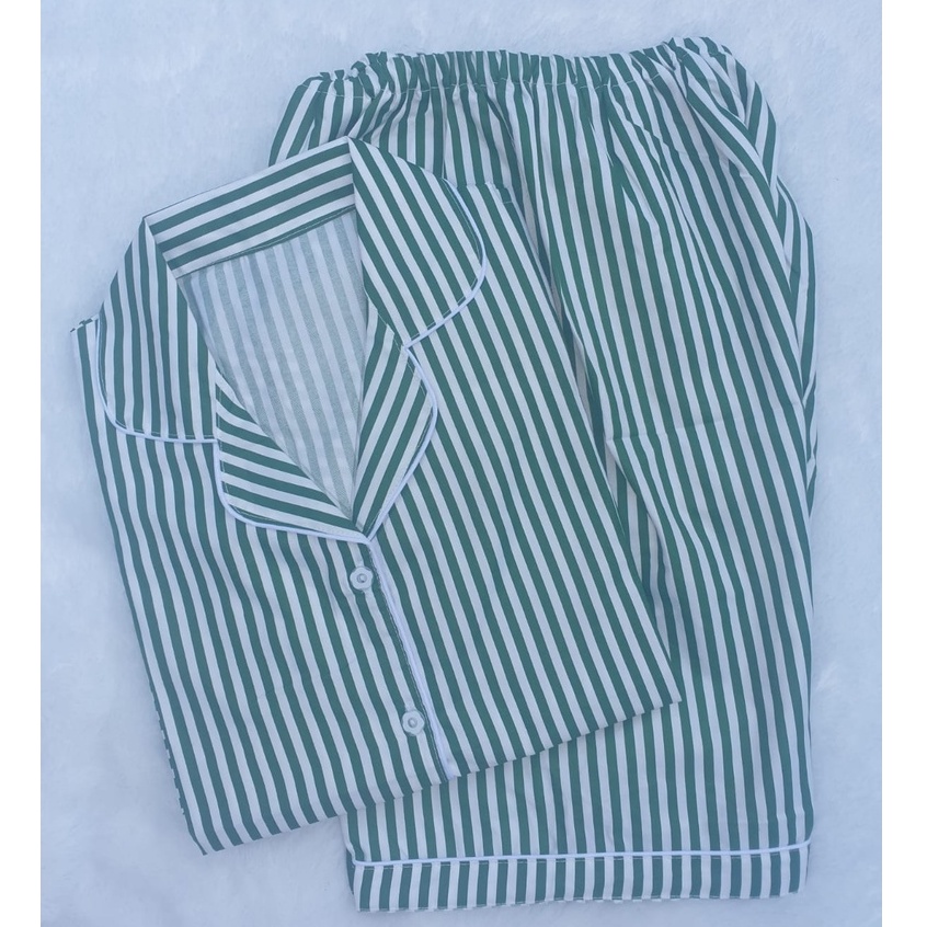 BAJU TIDUR WANITA/PIYAMA WANITA KATUN MOTIF SALUR BABY LENGAN PENDEK HP