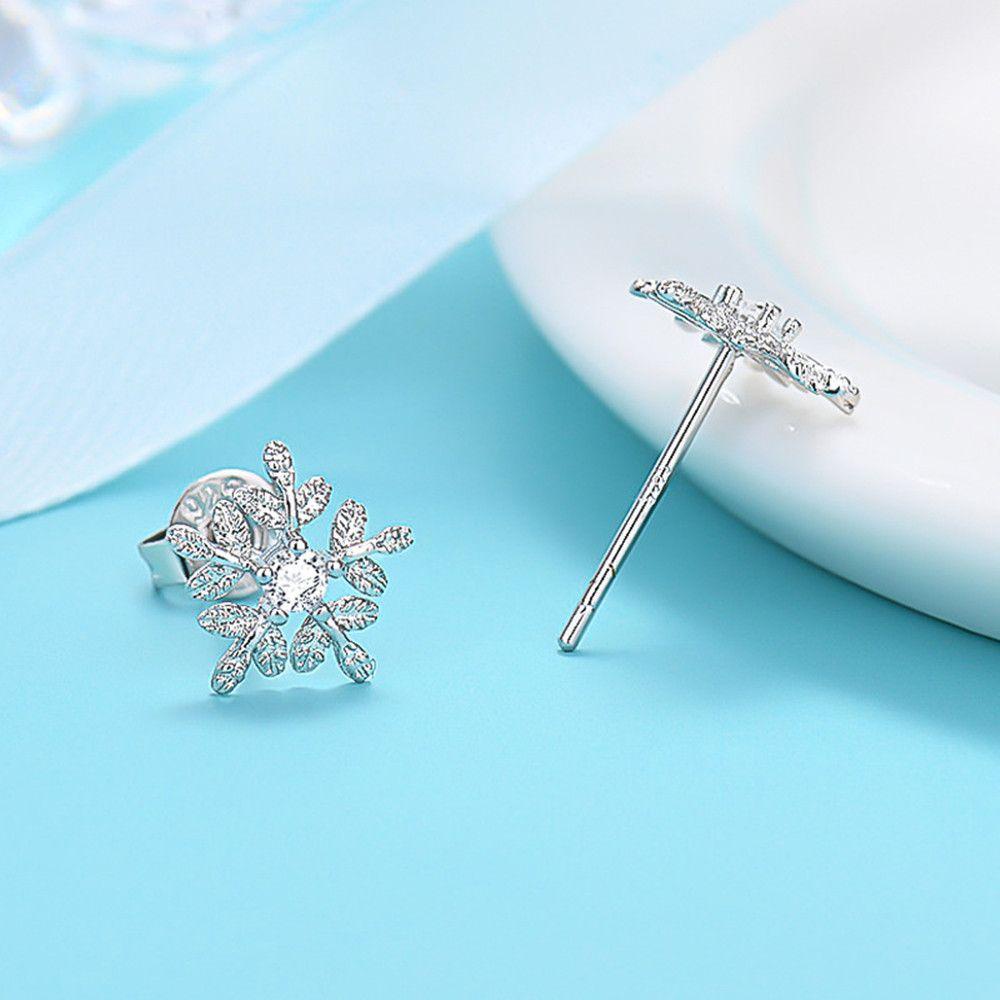 R-flower Women Stud Earrings Pesta Pernikahan Trendy Simple925 Sterling Silver