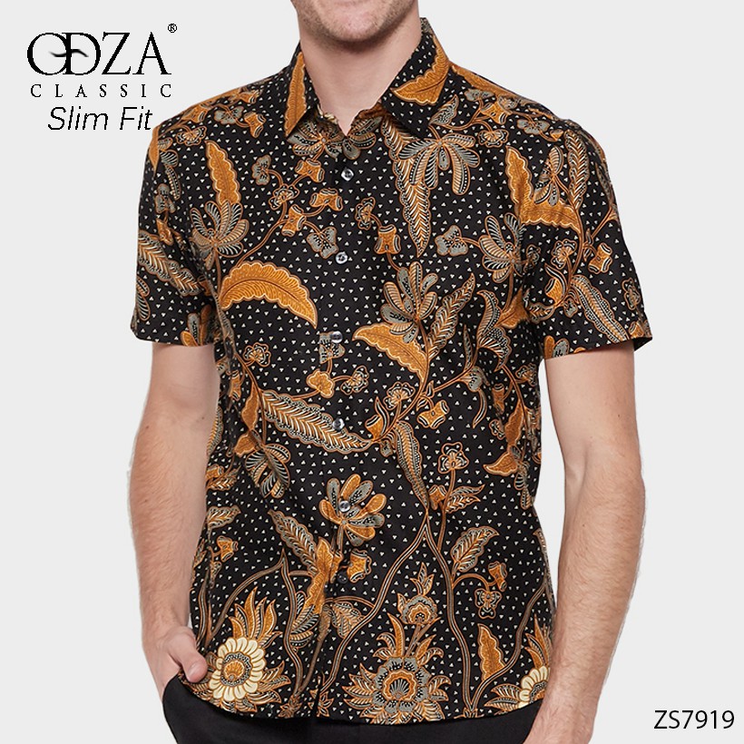 Odza Batik Lengan Pendek Modern Pria Kekinian Distro Baju Kemeja Batik Pekalongan Premium Modern