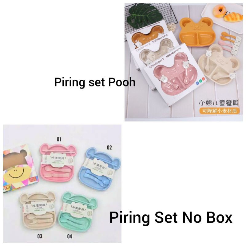 Piring set wheat gandum ( No Box ) / piring anak gandum / piring kepala bear lucu / piring sehat