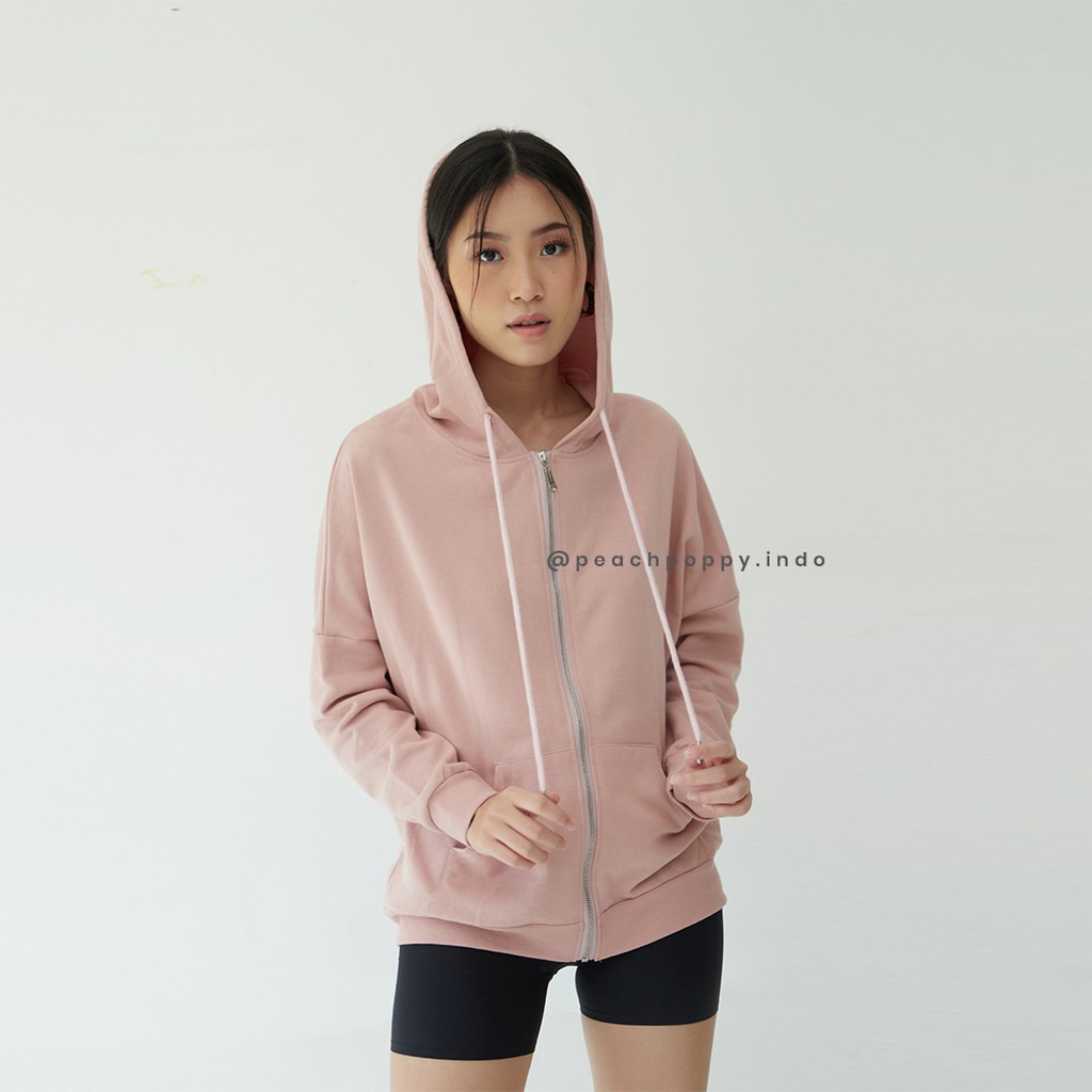 Peach Poppy Miel Jacket - Outerwear Wanita Jaket Pastel Zipper All Size