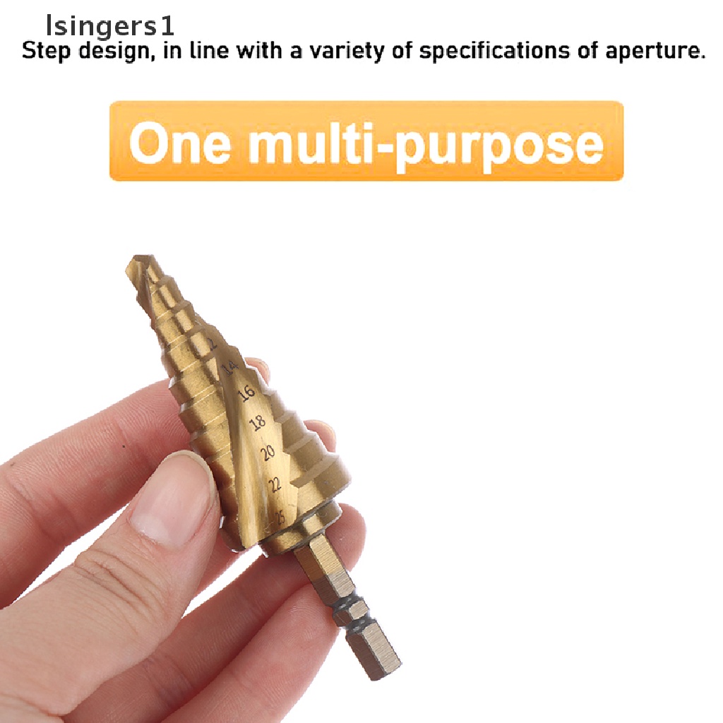 (lsingers1) Mata Bor Pagoda Hex 6-25mm Lapis Titanium Untuk Melubangi Kayu