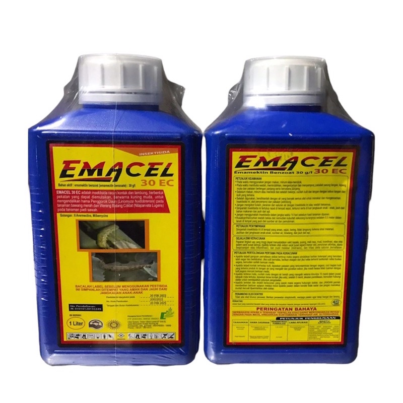 Insektisida Emacel 30 EC 1 Liter Pembasmi Ulat 100 % Original  Bahan Aktif emamektin benzoat (emamectin benzoate) 30g/l JimatSiklon Crumble Proclaim Mateni Dk Fenzo