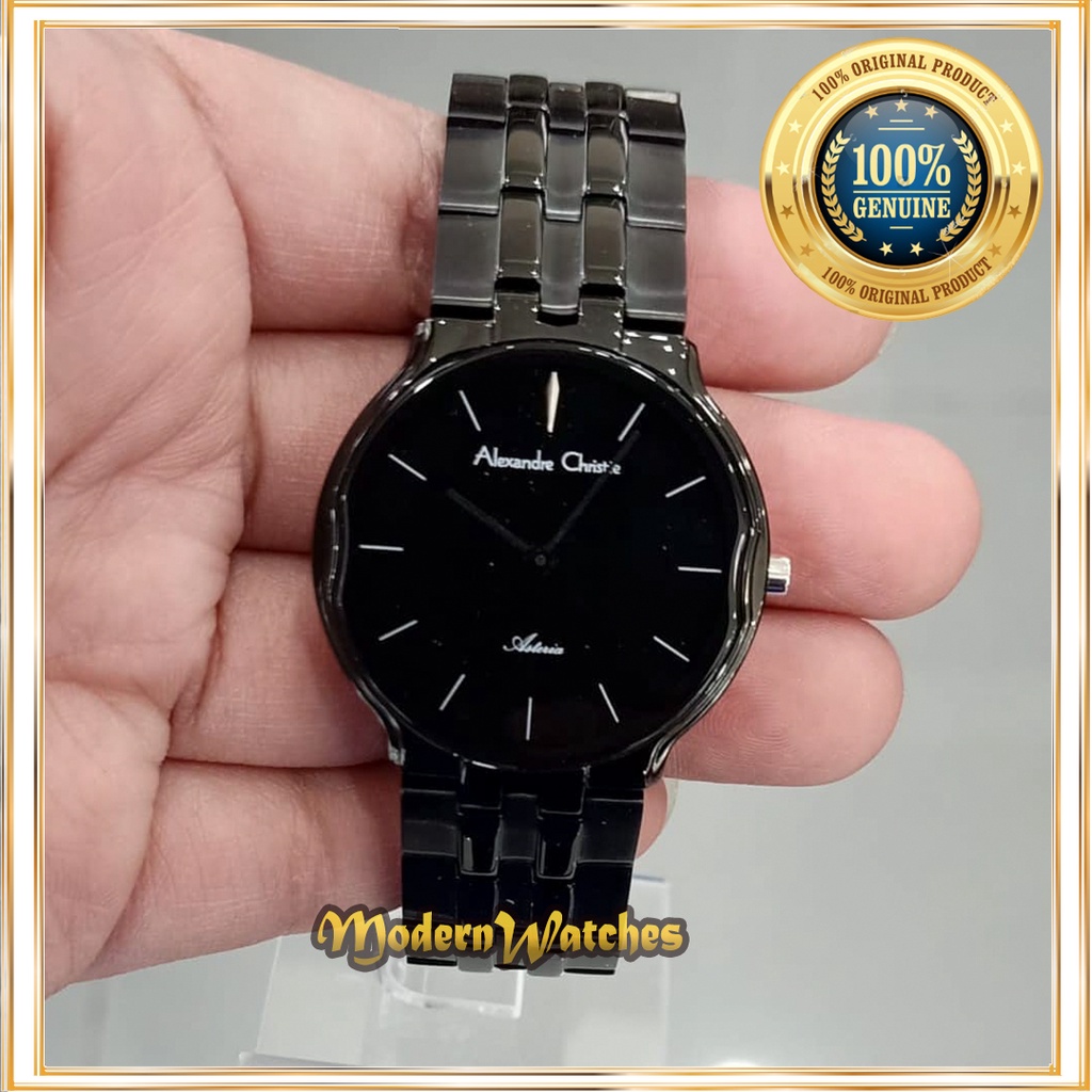 Jam Tangan Original Wanita Alexandre Christie AC 8616 Asteria Hitam Full Black Jarum Rosegold