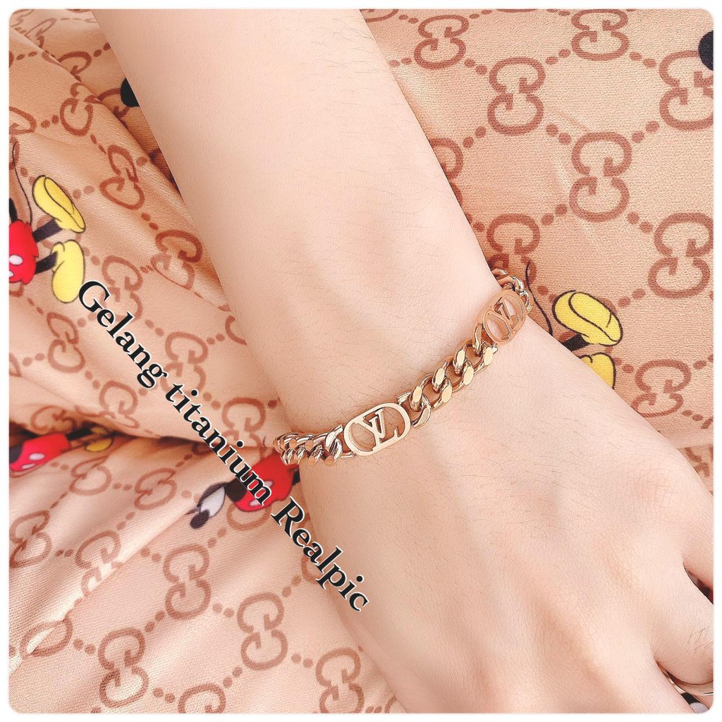 gelang tangan fashion wanita titanium asli anti karat korea style model rantai | aksesoris